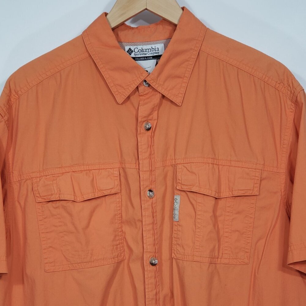 Orange Columbia Vented Fishing Hiking Shirt  Short Sleeve  Men's Size Large - Picture 4 of 5